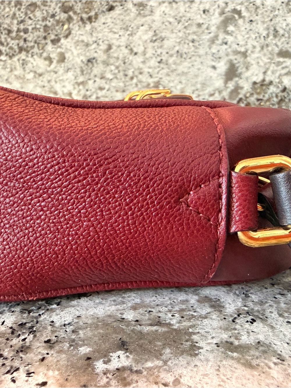 Burberry Burgundy Leather Crossbody with Vintage Check and Gold Hardware - Picture 4 of 16